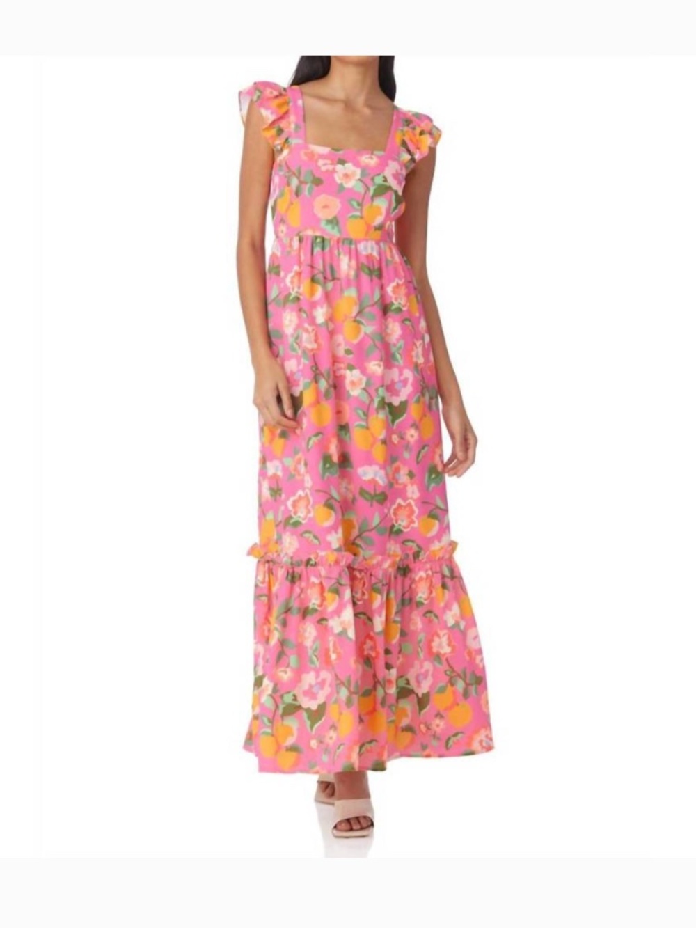 Crosby Mollie Burch Byrdie Pink Floral Tiered Maxi Dress New XS